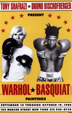 Exhibition Andy Warhol and Jean Michel Basquiat in New York poster 19octobre 1985 boxing gloves pop art graphics